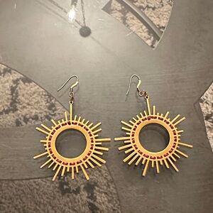 Sunburst Gold and Red Earrings